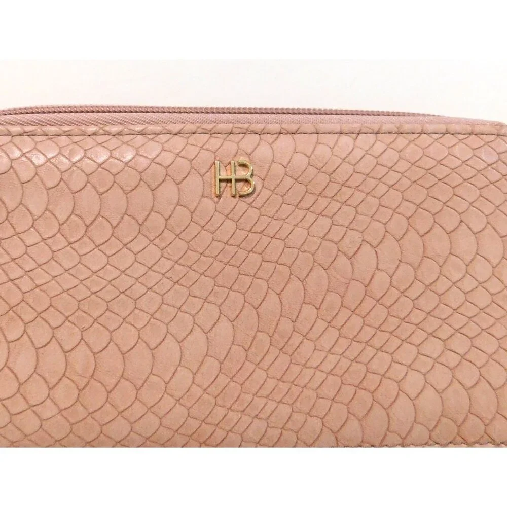 Hudson & Bleecker Wallet Pink Faux Snakeskin Zip Around 7.5"x3.5"x1" - Picture 2 of 6